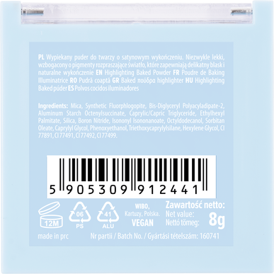 Wibo Priceless Skin -paistettu puuteri, satiinipinta, 8 g