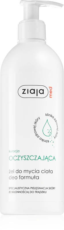 Gel de limpeza corporal Ziaja Med Cleansing Treatment com fórmula desodorante