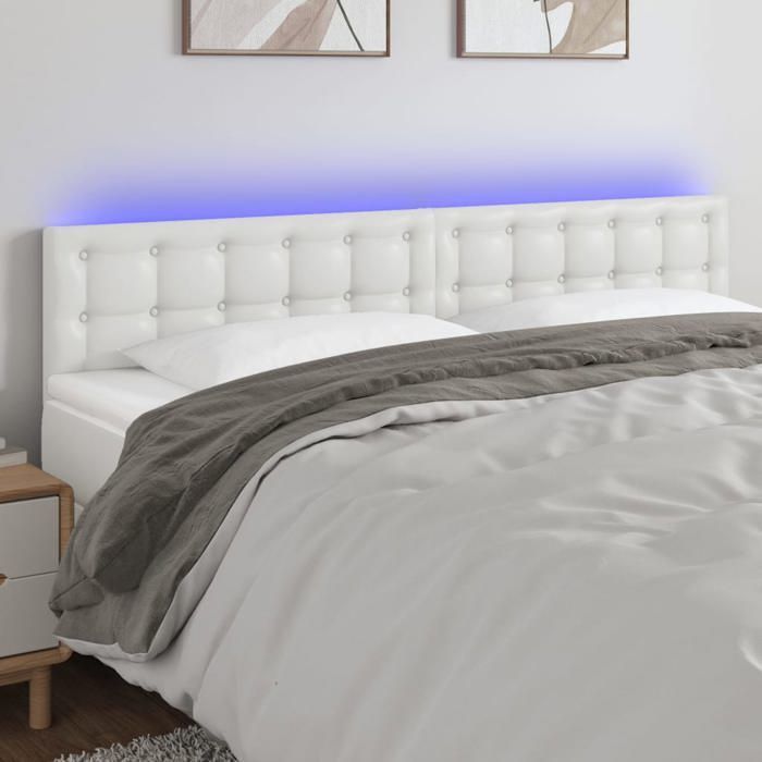 vidaXL LED Headboard Bedroom Furniture Double Bed Accessory Interior Bed Frame Headboard White 3121715