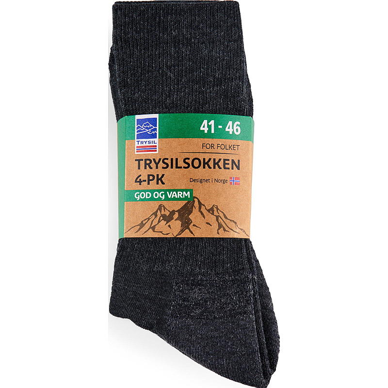 Trysil Socken, 4er-Pack, Größe 41/45, dunkelgrau