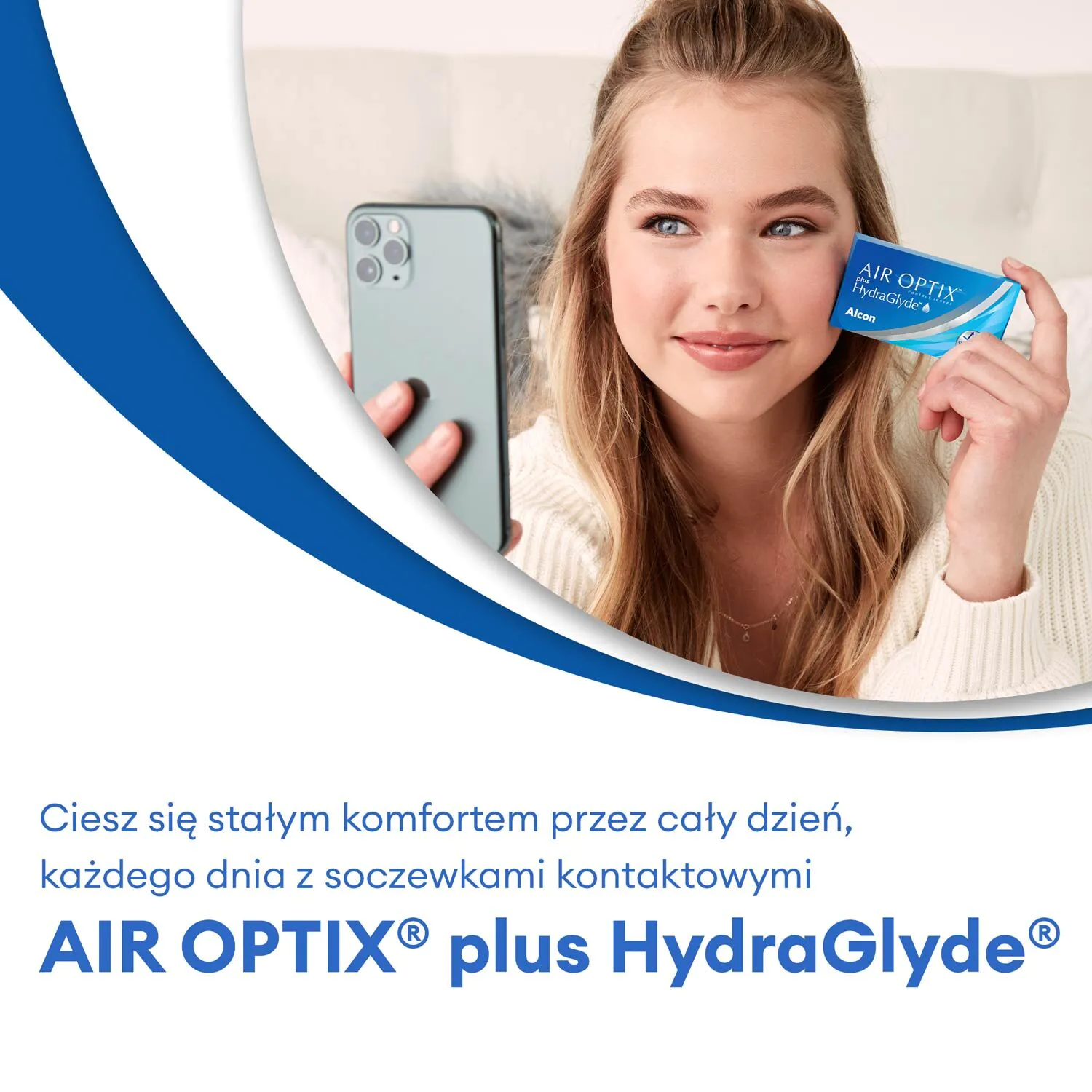 Air Optix Plus Hydraglyde, Soczewki kontaktowe miesięczne, Moc -03.25