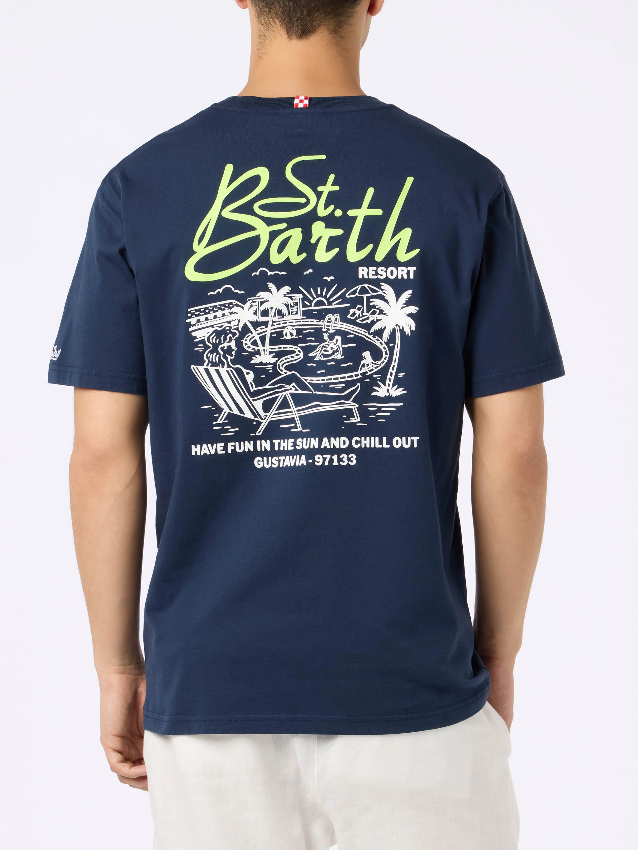 Camiseta de algodón para hombre de St. Barth Resort con estampado localizado