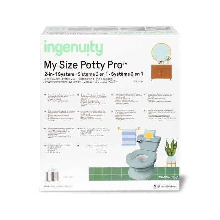 INGENUITY Mini Children's Toilet with Toilet Seat Reducer Included, Musical Flush and Integrated Wipe Storage, Green