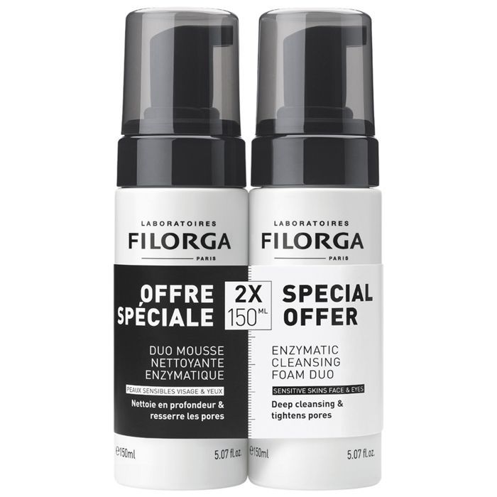 Filorga SKIN-PREP Duo Mousse Nettoyante Enzymatique Visage & Yeux 2 x 150 ml Offre Spéciale