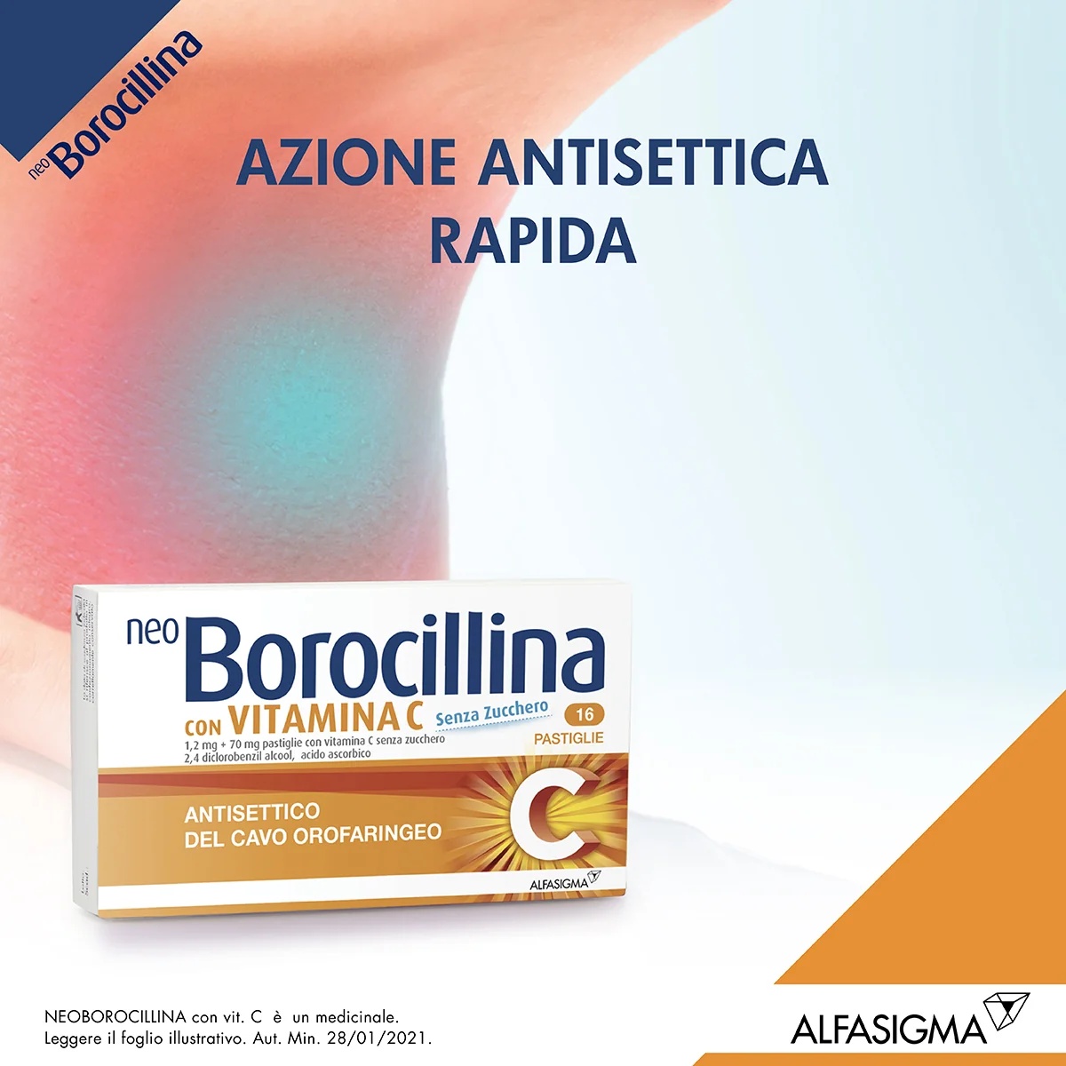 NEOBOROCILLINA Néoborocilline C sans sucre 16 comprimés antiseptique oropharyngé