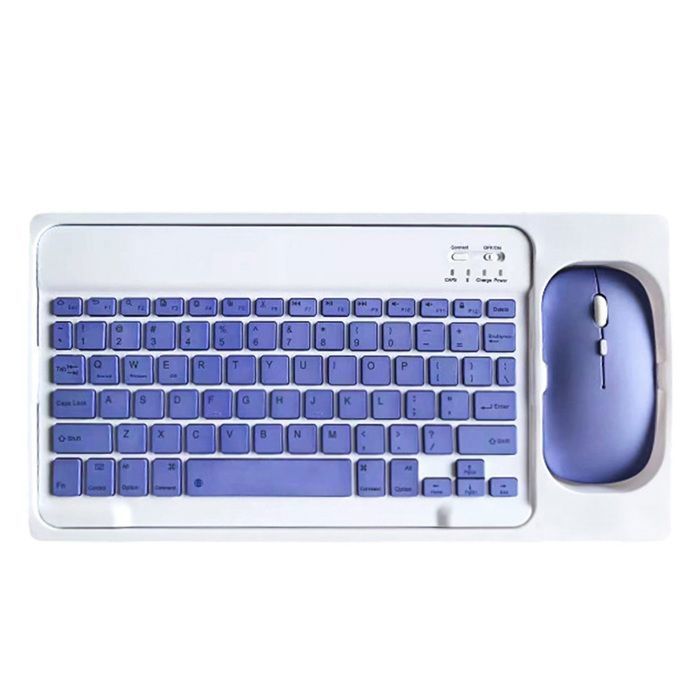 Wireless Bluetooth Keyboard and Mouse Set - Ultra-Thin and Portable, Purple, Ergonomic, Compatible with Phones, Tablets, and Laptops