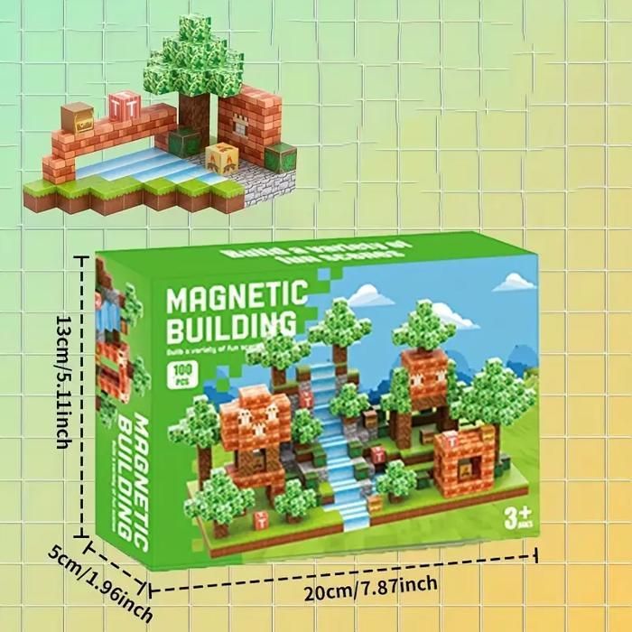 Magnetische bouwblokken, 100-delige set magnetische bouwblokken, Montessori-speelgoed voor kinderen