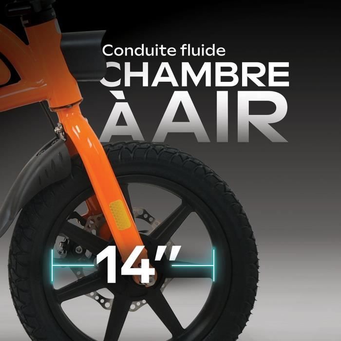 Bicicletta elettrica senza pedali - URBANGLIDE - BIKE 140 ARANCIONE - 36V - 350W - pneumatici da 14