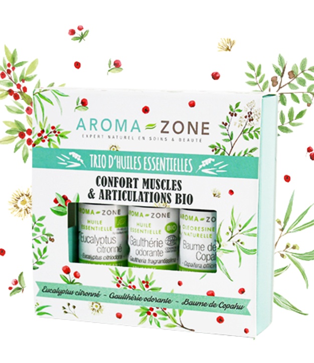 Trio di oli essenziali per il benessere di muscoli e articolazioni (biologico)