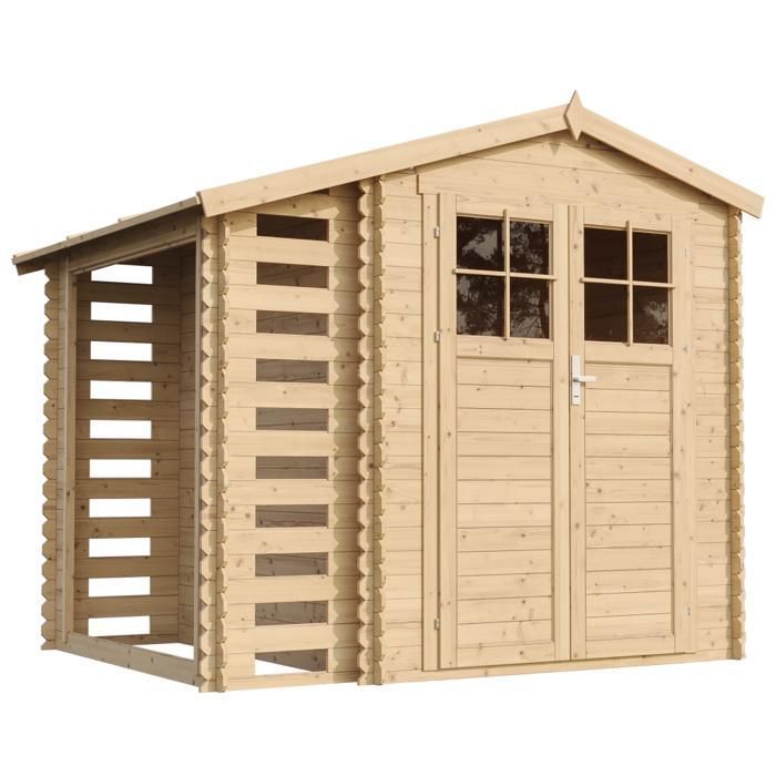 Caseta de jardín de madera - TIMBELA M386F+M386G - puerta con cerradura de alta calidad