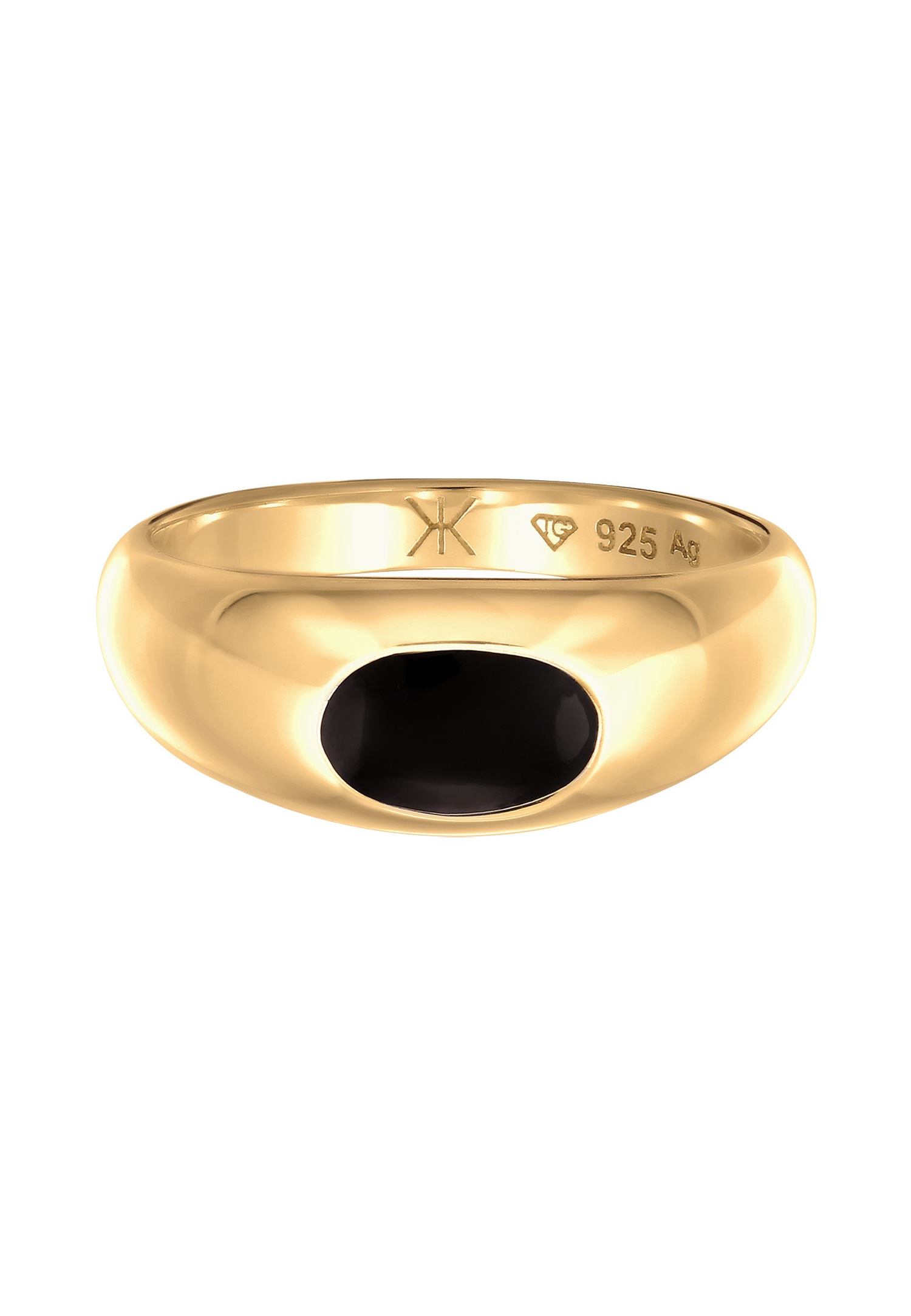 KUZZOI Kuzzoi Bague Chevalière Hommes Émail Noir Argent Sterling 925 Party / Nouvel An