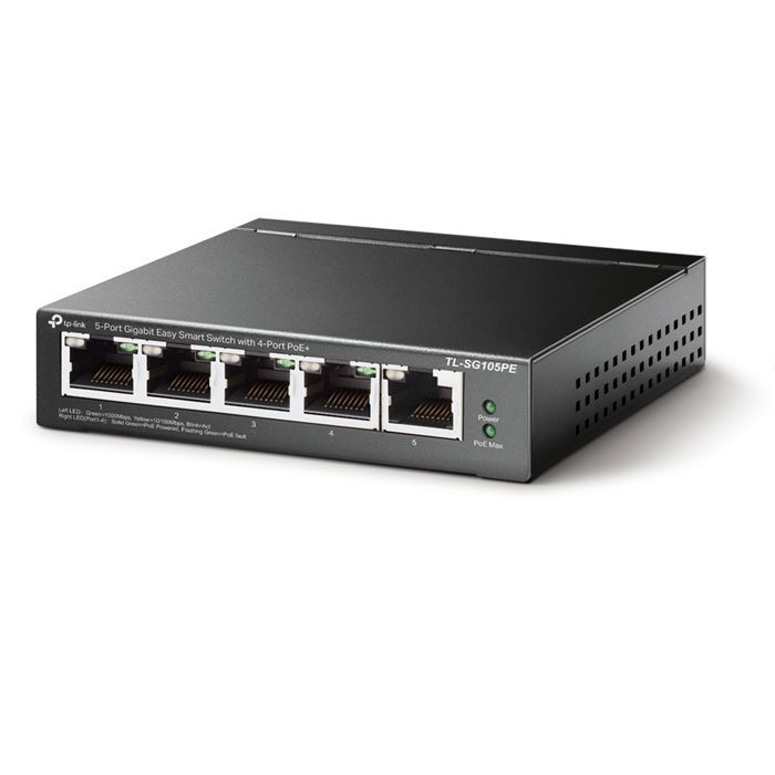 Switch Ethernet TP-LINK TL-SG105PE - 5 porte Gigabit - 4 porte PoE+ - Alloggiamento metallico compatto