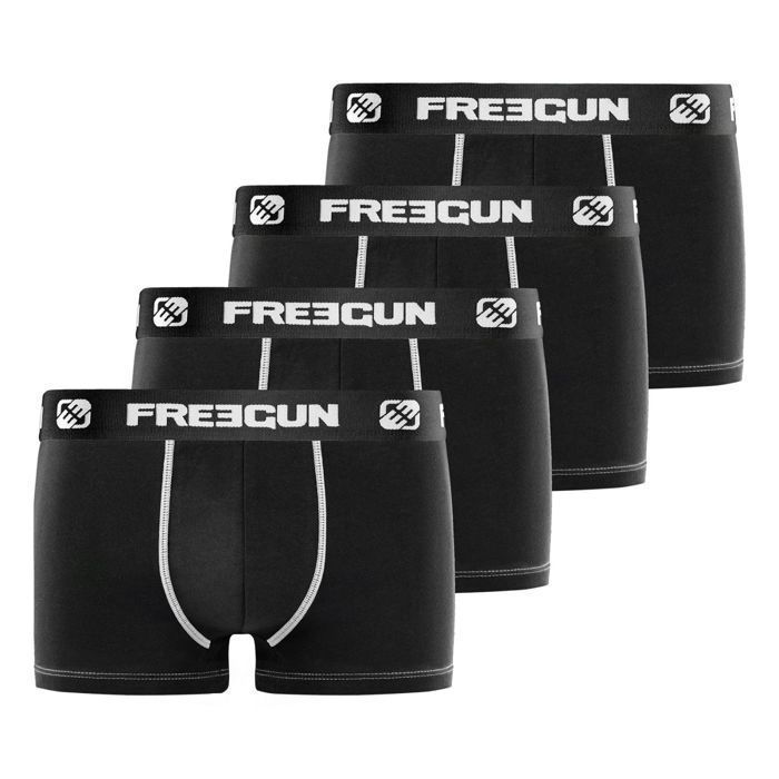 Calzoncillos bóxer Freegun para hombre - Negros (Paquete de 4)