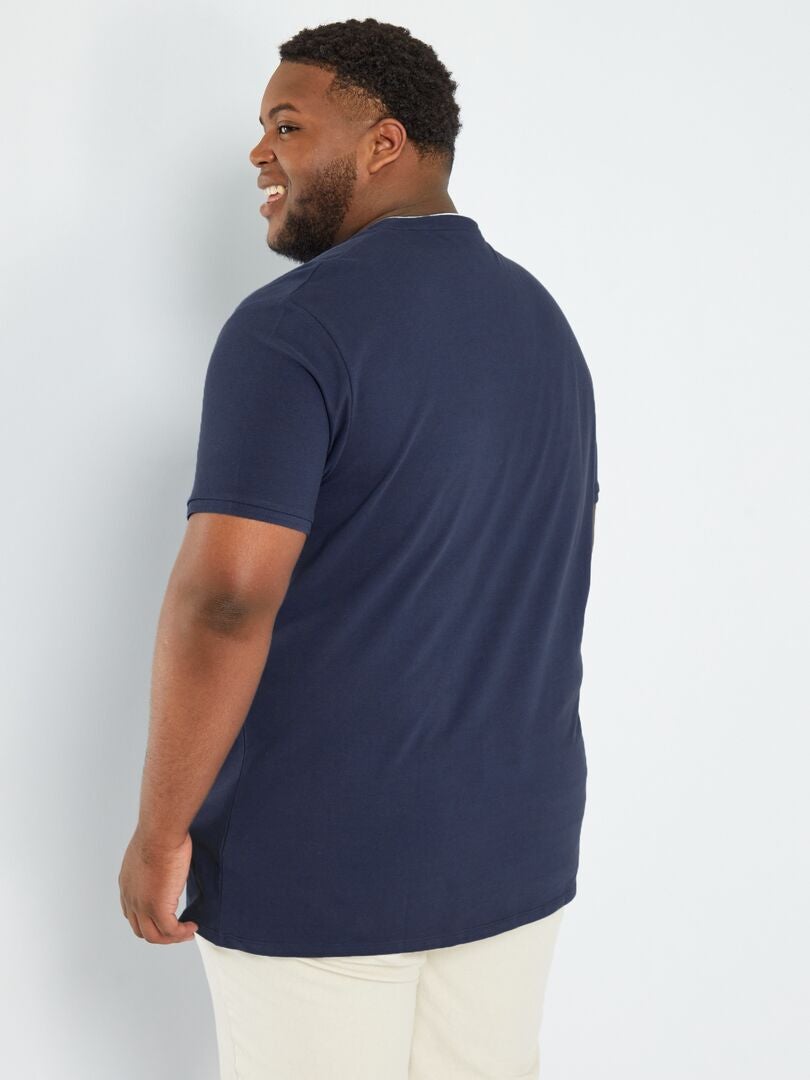 Polo shirt van katoenen piqué met opstaande kraag - BLAUW