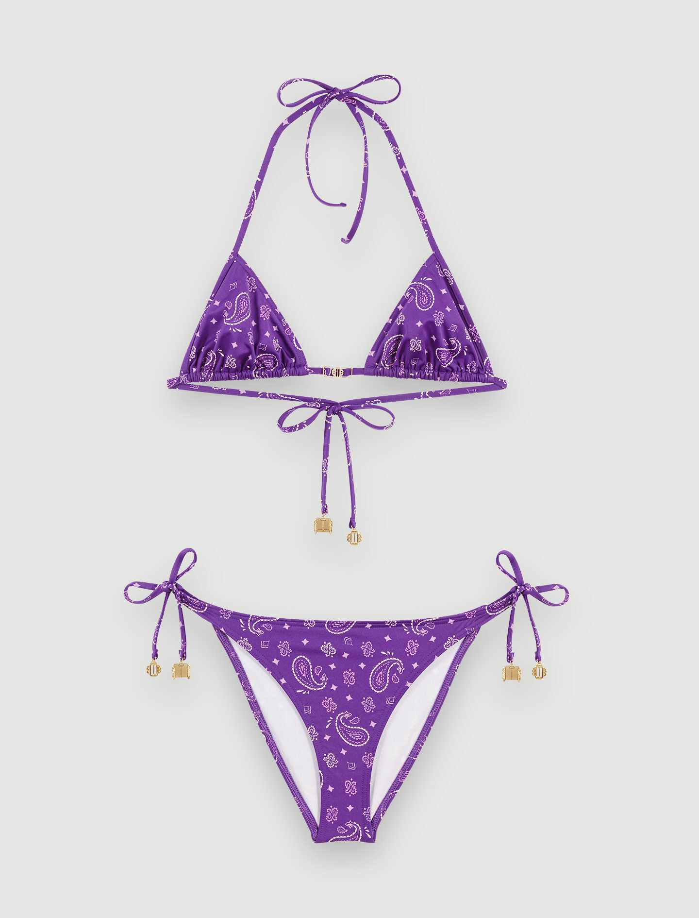 Bikini cu imprimeu paisley - Bandană violetă