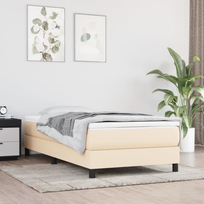 Gestoffeerde bedbodem - AKOZON - Crème - 90x190 cm - Multiplex lattenbodem - Stevige poten