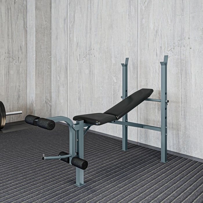 Banco de pesas - HOMCOM - para entrenamiento completo de levantamiento de pesas, respaldo ajustable - acero - negro