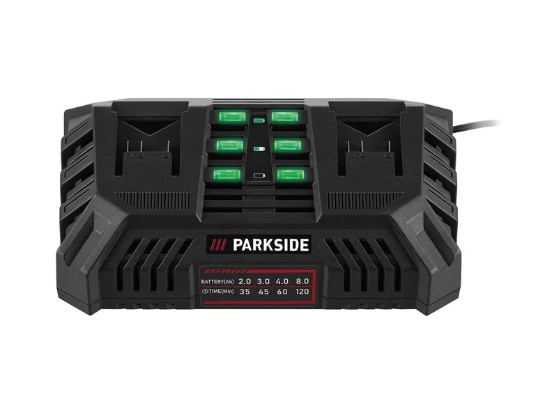 Carregador de bateria dupla PARKSIDE® PDSLG 20 B1, 2 x 4,5 A, 20 V