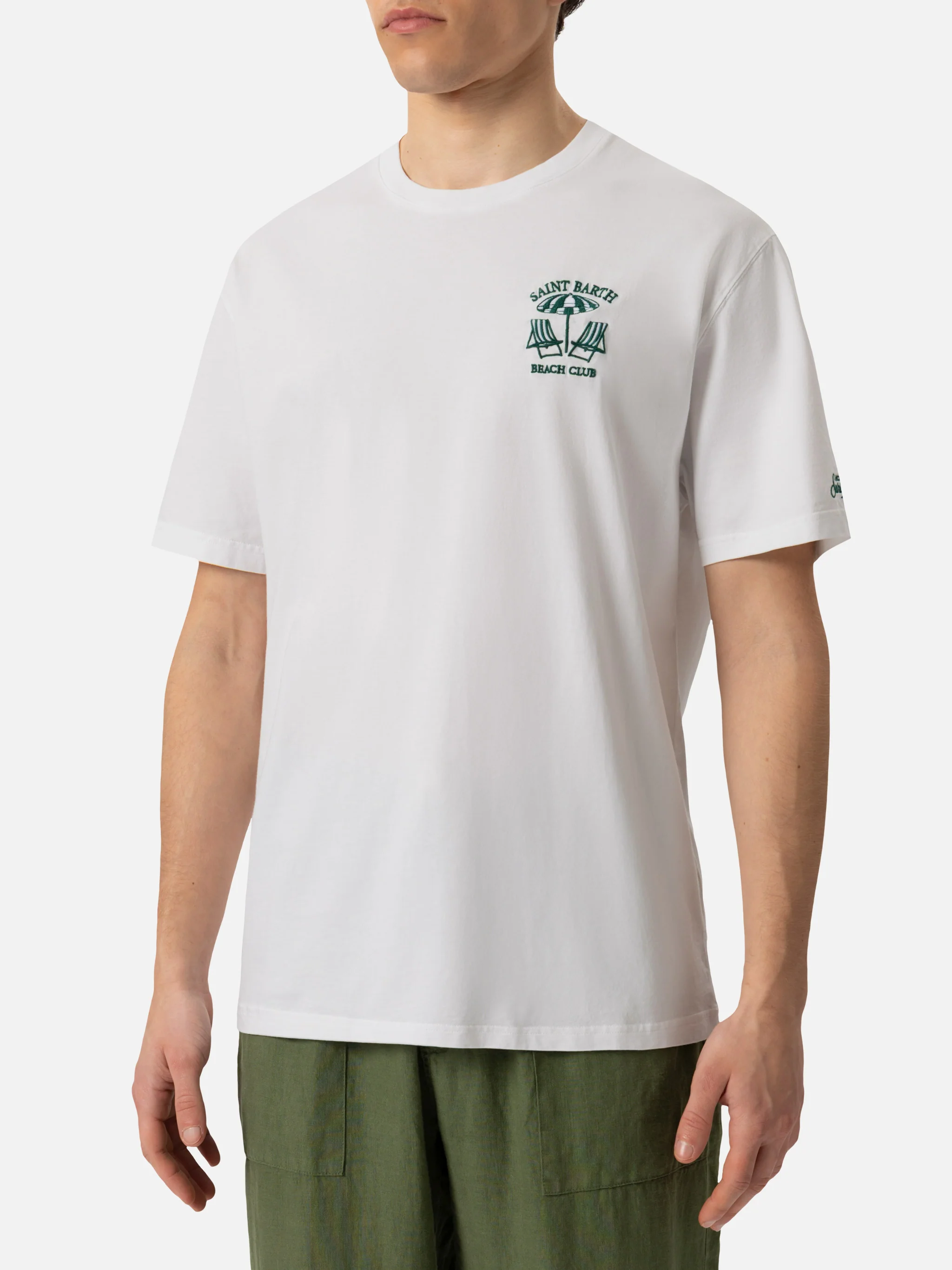 T-shirt Portofino in jersey di cotone classic fit con ricamo Saint Bar