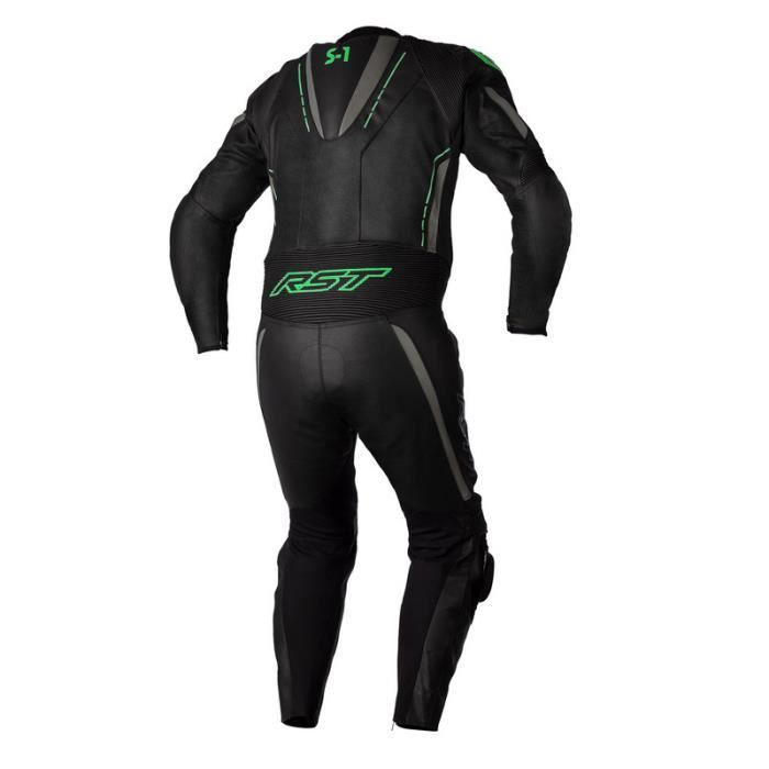 Mono de moto de cuero RST S1 CE - Negro/Verde - 3XL