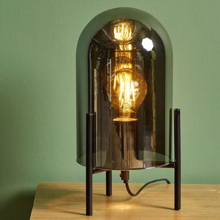 Lampe à poser - Design - Industriel - Métal/Verre - Noir - 30cm hauteur - Salon