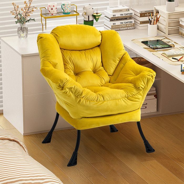Fauteuil relax 75 x 80 x 85 cm, fauteuil à bascule en métal avec poches latérales, fauteuil d'allaitement minimaliste, jaune