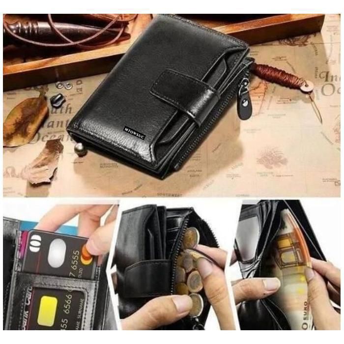 Portefeuille Homme Cuir PU JINDING Blocage RFID 18 Porte Carte Crédit 2 Compartiment à Billets
