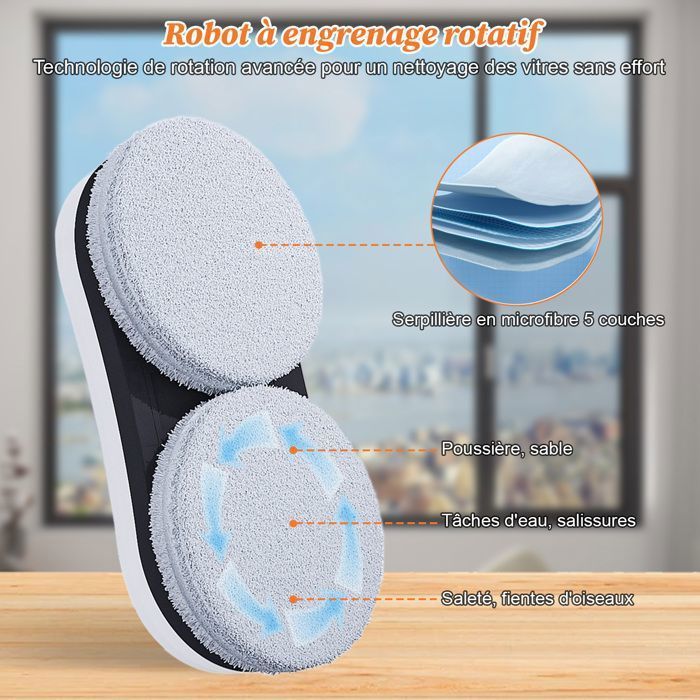 5600Pa Electric Window Cleaning Robot - 40ml Water Spray Tank - Automatic Cleaning with 3 Modes, Remote Control & 10 Cleaning Cloths