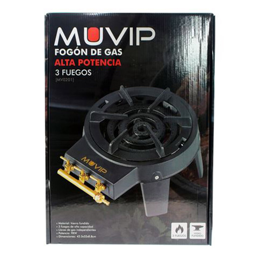 Plaque de cuisson à gaz 3 brûleurs haute puissance Muvip