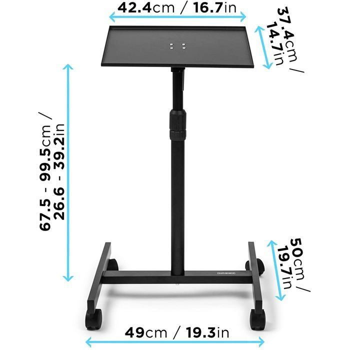 Duronic WPS20 Projector Stand Laptop Multi-purpose Table on Wheels Adjustable Height 67-99 cm Manual Capacity