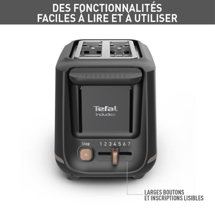 Tostapane Tefal a 2 fette extra-largo, facile da usare, Includeo TT533811