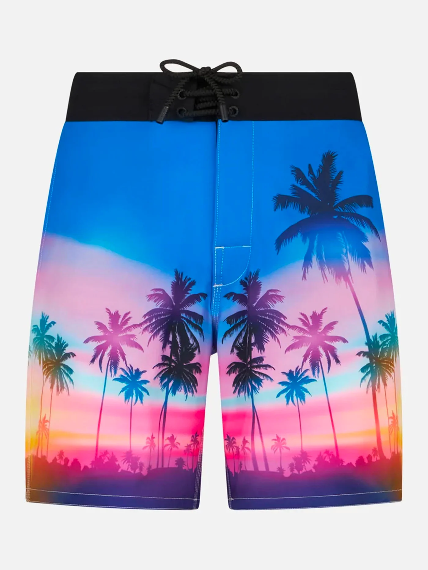 Heren surfzwempak met comfortabele en elastische stof en palmprint.