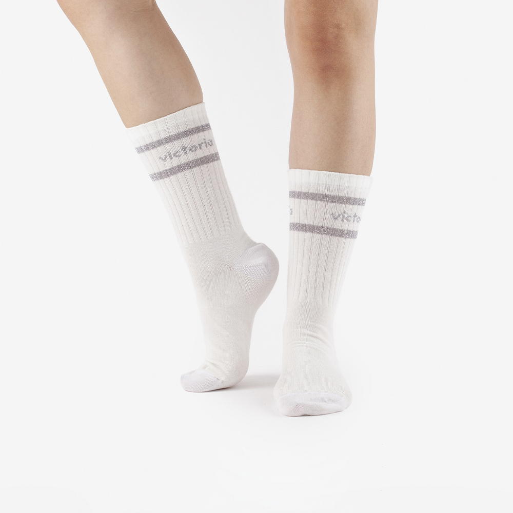 Chaussettes hautes en coton V. Things avec détails en lurex