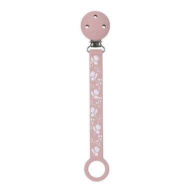 Clip para chupete Nattou, soporte universal, cadena para chupete con estampado rosa, 100 % silicona, 1 unidad.