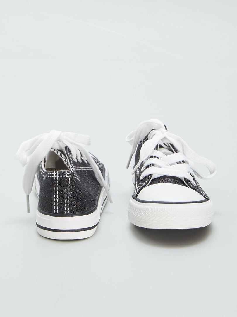 Zapatillas bajas de lona con lentejuelas - negras