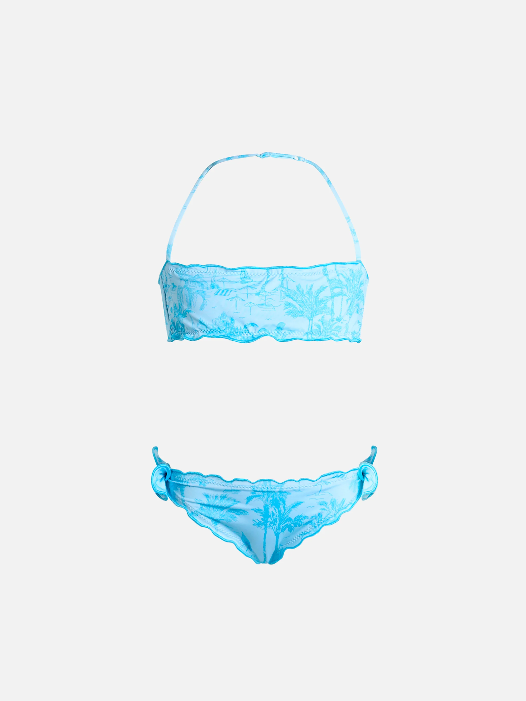 Emy klassieke bandeau bikini voor meisjes met toile de jouy print.