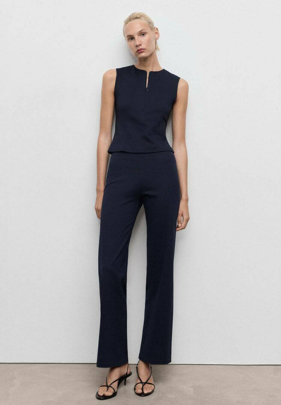 Mango STRAIGHT FIT MET ELASTISCHE TAILLE - Broek - donkerblauw