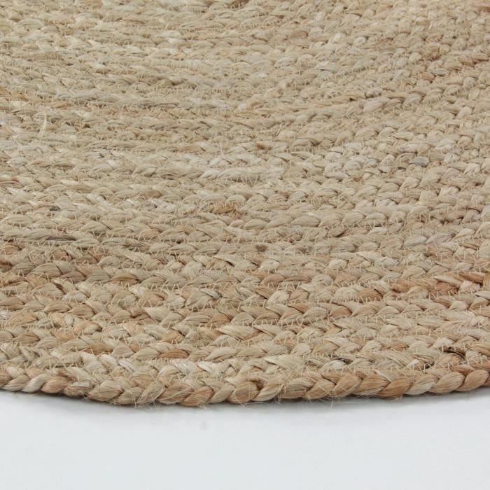 Tappeto matrimoniale per soggiorno o camera da letto - Juta - Ø 120 cm - Naturale
