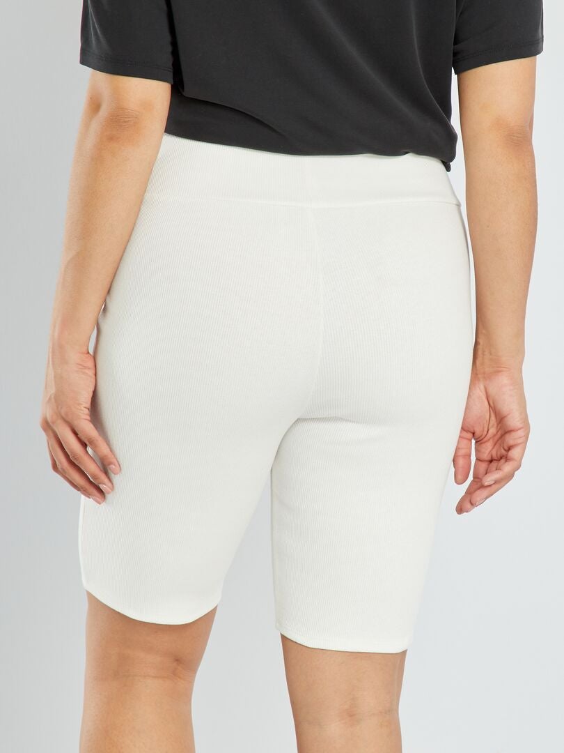 Geribbelde gebreide fietsbroek - wit