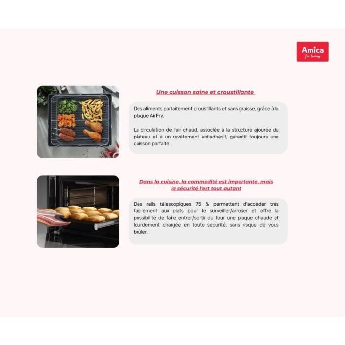 Cuisinière vitrocéramique - AMICA - ACV6003RN - 4 feux - 1500 W - 60 cm - Noir