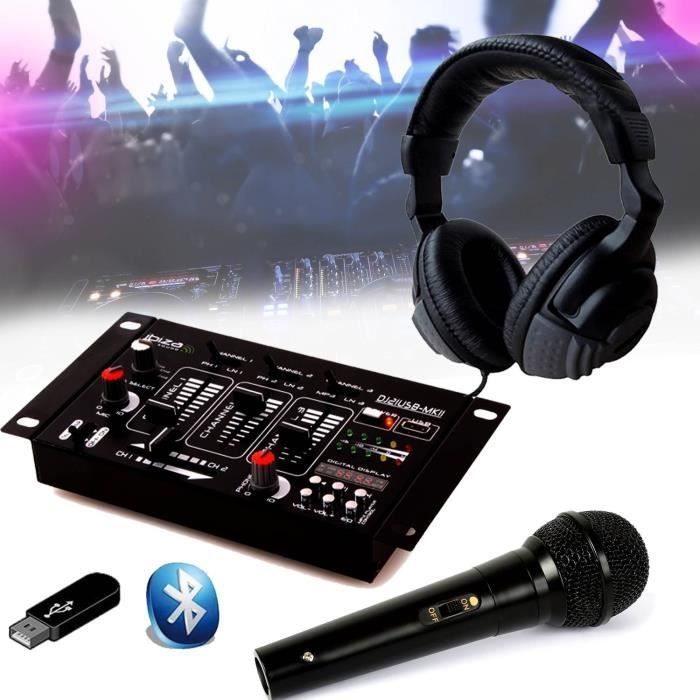 Kit mixer DJ21 USB Bluetooth + cuffie da DJ + microfono