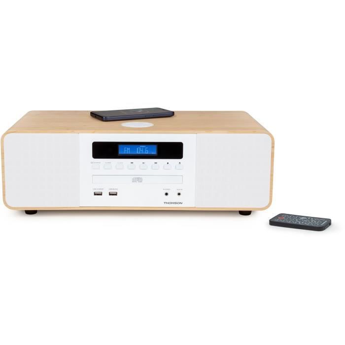 Sistema Hi-Fi Bluetooth compatto - THOMSON - Bianco/Induzione - Radio FM/CD/MP3/USB, 50W, Equalizzatore, Telecomando, Alimentatore 230V