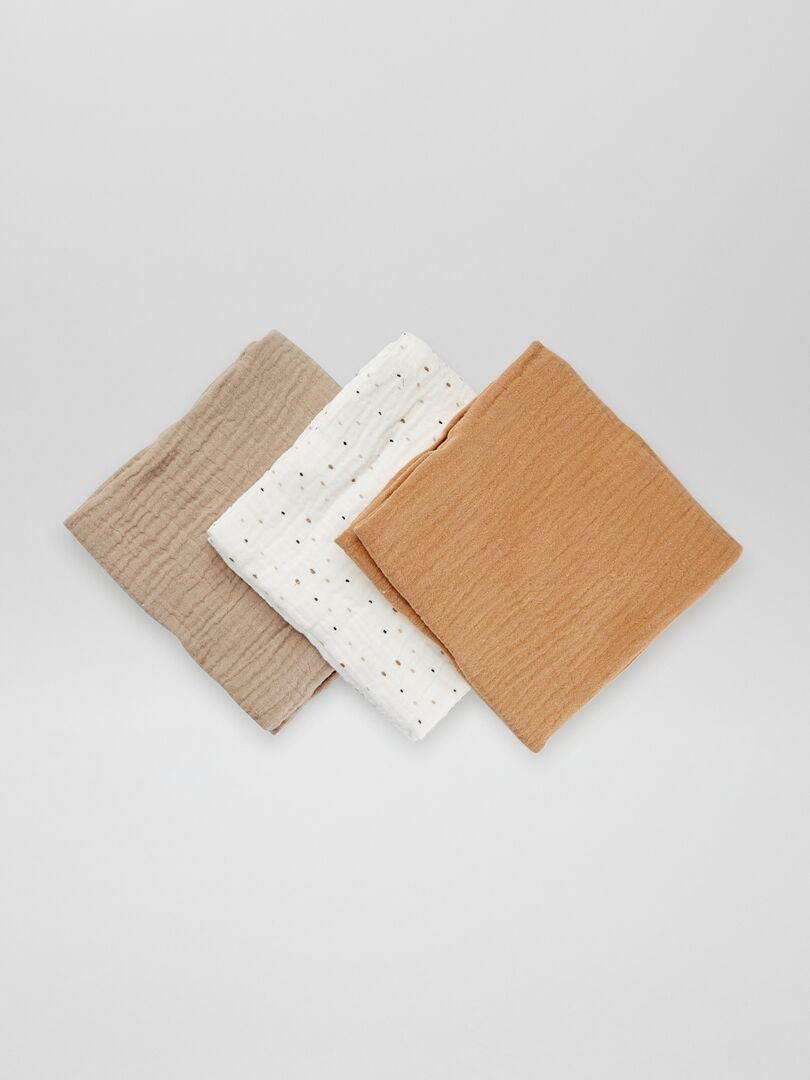 Set van 3 katoenen gaasdekens - WIT