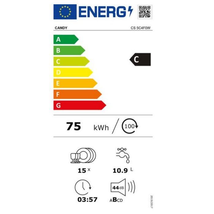 Candy volledig geïntegreerde vaatwasser, 15 couverts, 44 dB - CS5C4F0A1