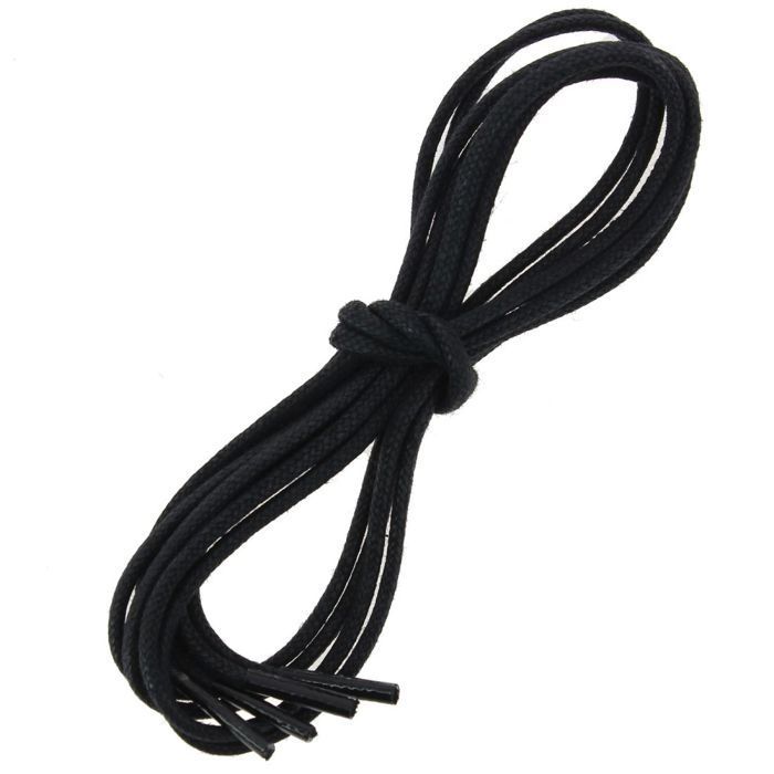 French Shoelaces - Round and thick shoelaces - 3mm - Black - 75cm Unisex -