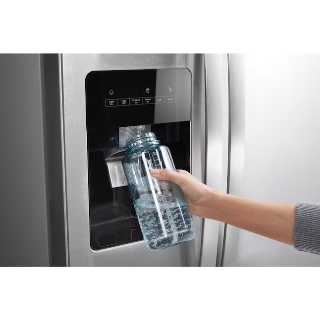 Whirlpool Side-by-Side-Kühlschrank mit 24,6 Kubikfuß Nutzinhalt und Eiswürfelbereiter (Edelstahl, fingerabdruckresistent)