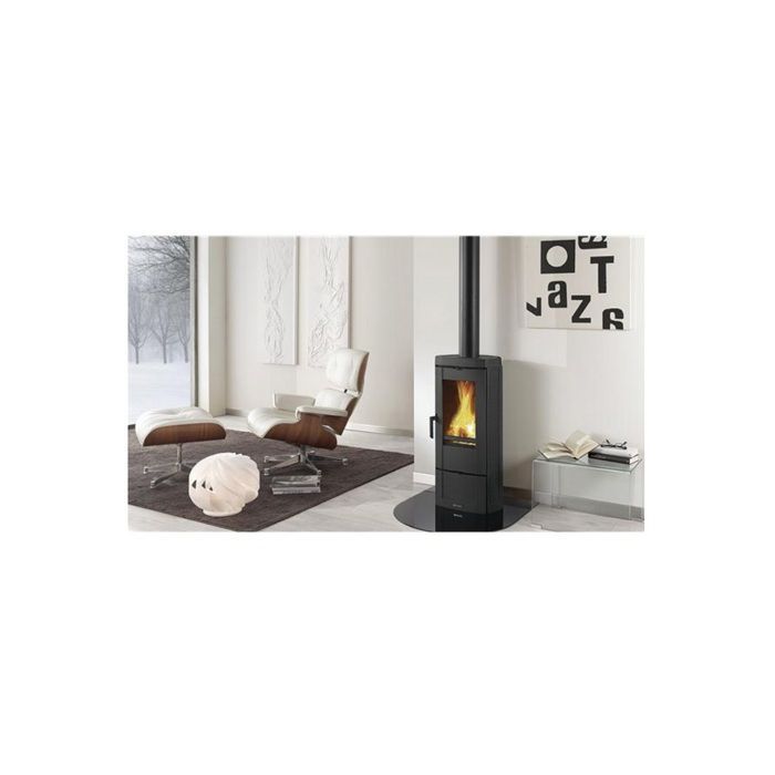 Estufa de leña NORDICA EXTRAFLAME - CANDYLEAN - Hierro fundido esmaltado - 6,6 kW - Negro antracita