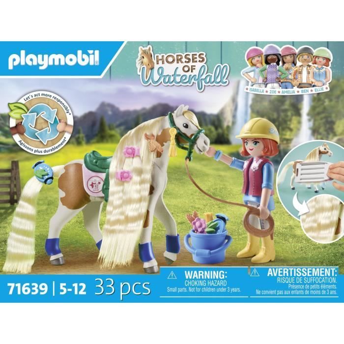 PLAYMOBIL 71639 Ellie avec cheval, Horses of Waterfall, 33 pièces, Dès 4 ans