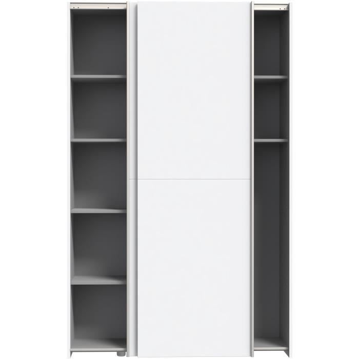 Multifunctional 2-door sliding wardrobe - Matte white - W120 x D41.6 x H190.5 cm - OZZULA