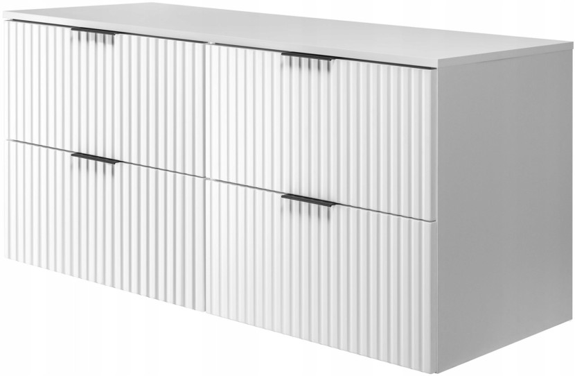 BIAŁA Szafka Łazienkowa Pod Umywalkę 120 cm Blat RYFLE FLOW